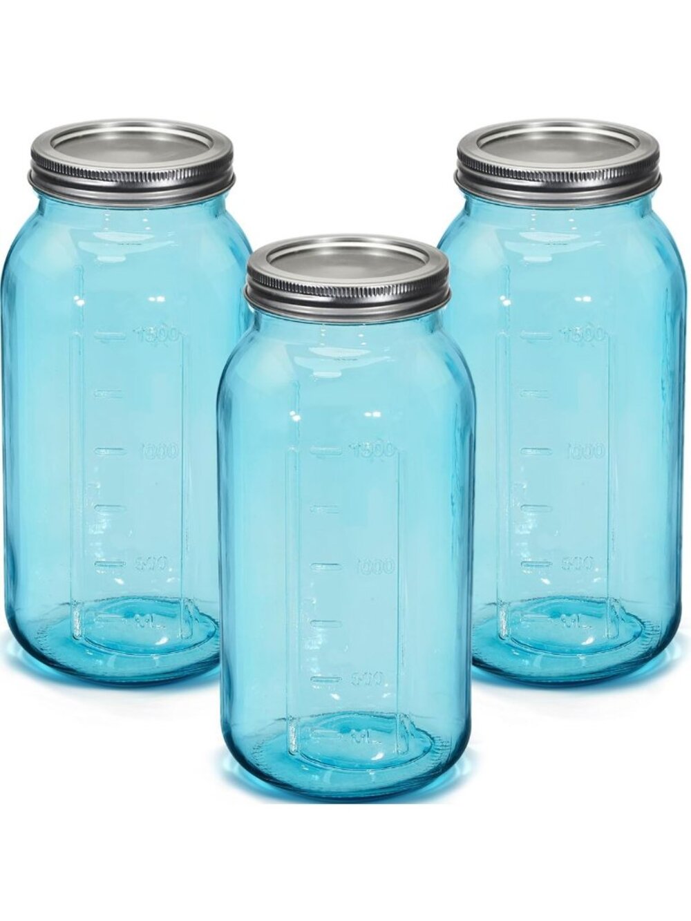 3 Pcs 64 oz Glass Mason Jars Set - Airtight Canning & Fermenting Containers
